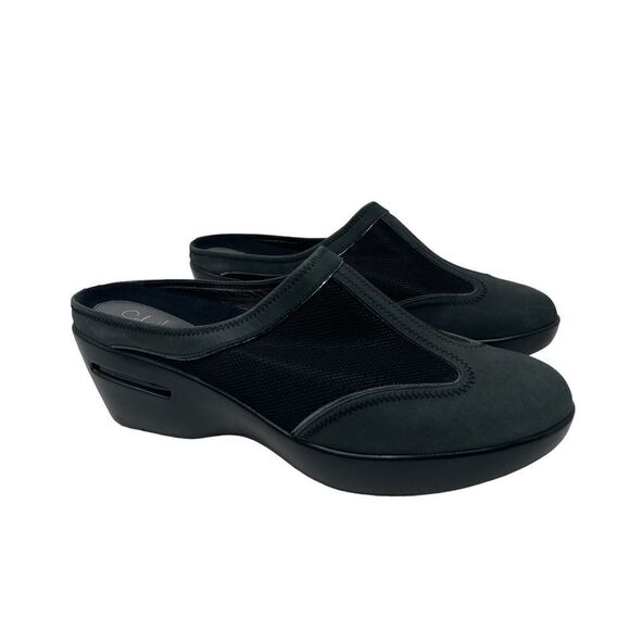 Cole Haan 9B NikeAir Comfort Clogs Wedge Slip On Slide Mule Black Gray Womens - Picture 1 of 14